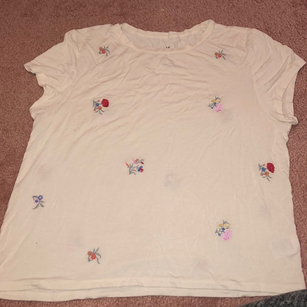White Floral crop top
